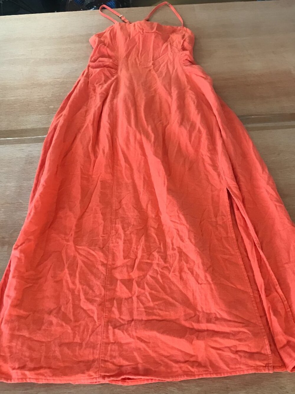 Sam Edelman Maxi Dress Women S Orange Halter Sleeveless Neckline Side Slit 19757